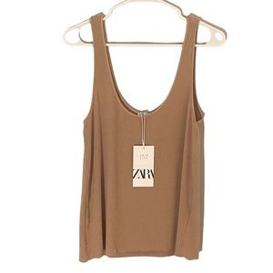 🛑SOLD ON MERCARI🛑 Zara Tank Top NWT Ribbed Tan Color Womens Size M